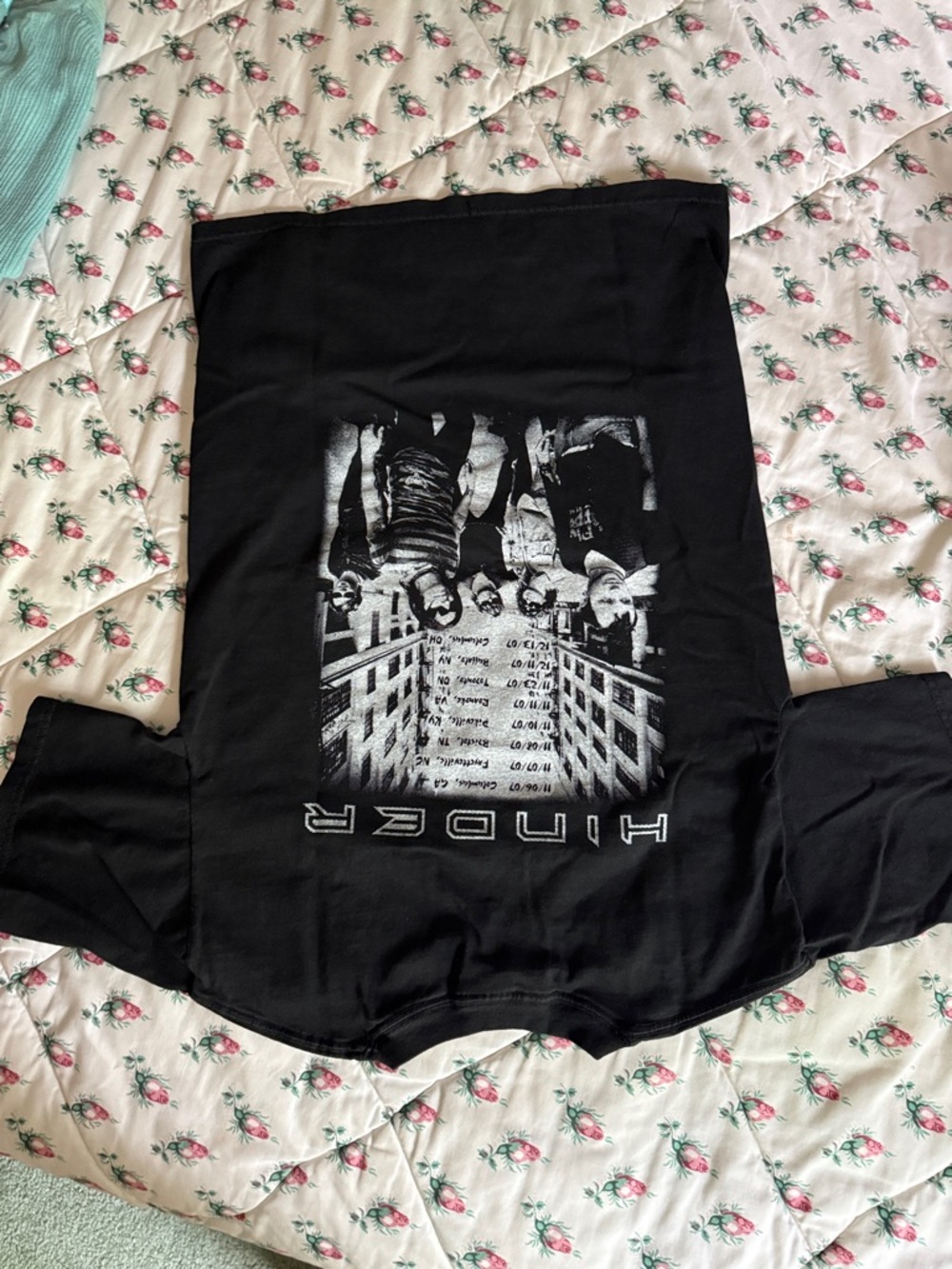 Black Graphic Band Tee with 'HINDER' Logo
